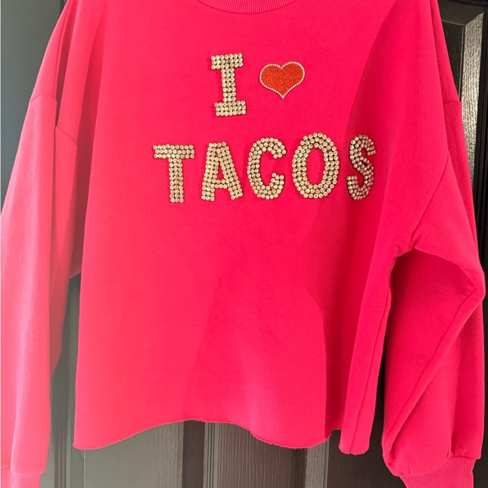 I ♥ Tacos Embellished Pink Women's Sweatshirt